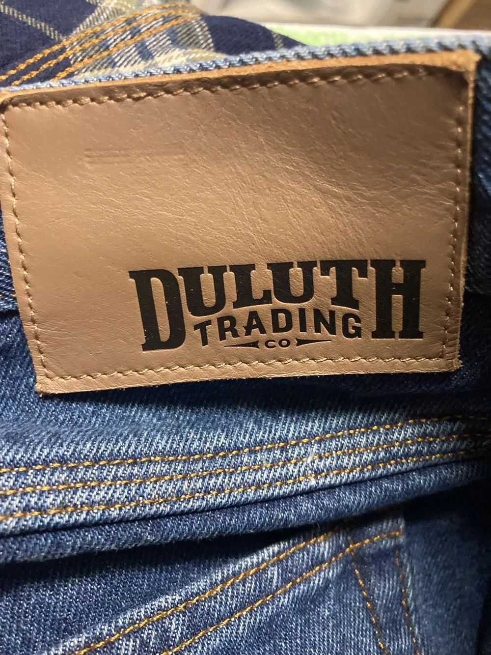 Duluth TradingCo. Men’s Ballroom PremiumDenim Jeans 36X32 Blue/Tan Flannel Lined